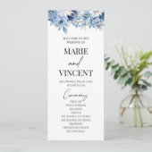 Programme Mariage Jardin Fleurs Florales Bleu Poussiéreux (Debout devant)