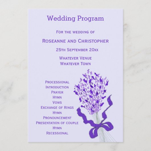 Programme Mariage Lavender Blush (Devant)