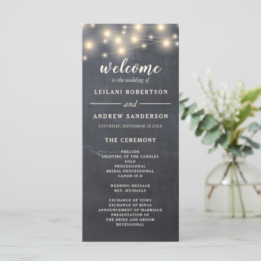 Programme Mariage lumineux Rustique Chalkboard Chalkboard (Debout devant)
