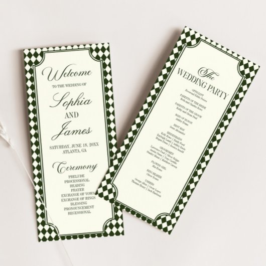 Programme Mariage Luxueux de Style Ancien Vert Olive et Ivoi