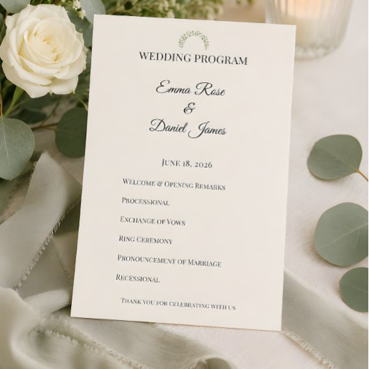 Programme Mariage Luxueux de Verdure d'Eucalyptus