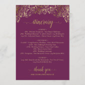 Programme Mariage Magenta Plum & Or Welcome & Itinéraire (Dos)