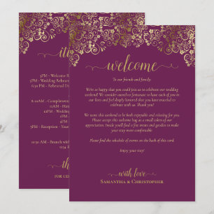 Programme Mariage Magenta Plum & Or Welcome & Itinéraire