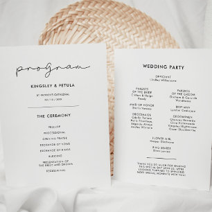 Programme Mariage manuscrit minimaliste