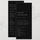 Programme Mariage manuscrit moderne noir et blanc (Devant / Derrière)