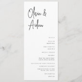 Programme Mariage manuscrit moderne noir et blanc (Devant)