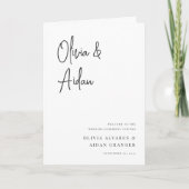 Programme Mariage manuscrit noir et blanc moderne (Devant)