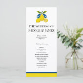 Programme Mariage méditerranéen à l'aquarelle bleu jaune cit (Debout devant)