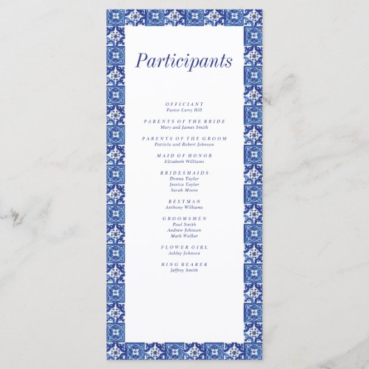 Programme Mariage méditerranéen bleu moderne (Dos)