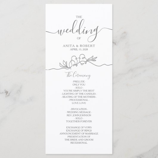 Programme Mariage minimal (Devant)