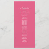 Programme Mariage minimal Chic Script Hot Pink (Dos)