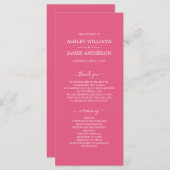 Programme Mariage minimal Chic Script Hot Pink (Devant / Derrière)