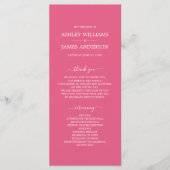 Programme Mariage minimal Chic Script Hot Pink (Devant)