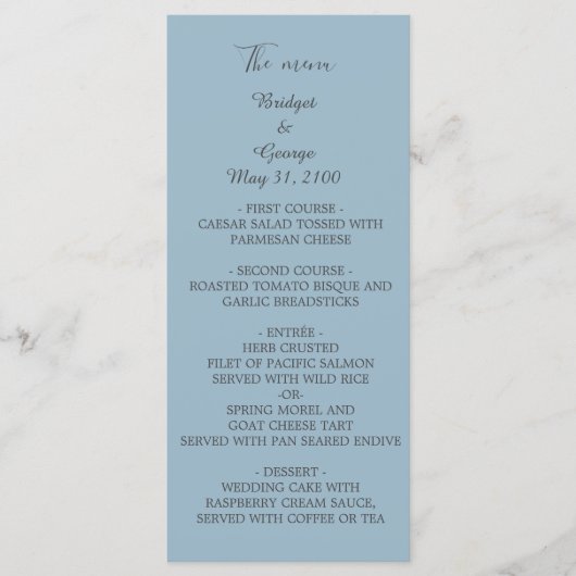 Programme mariage minimal élégant bleu (Devant)