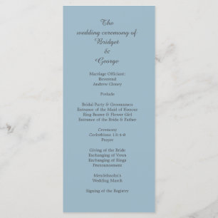 Programme mariage minimal élégant bleu