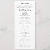 Programme Mariage minimal élégant écriture blanc noir  (Dos)