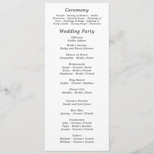 Programme Mariage minimal élégant noir noir foncé (Dos)