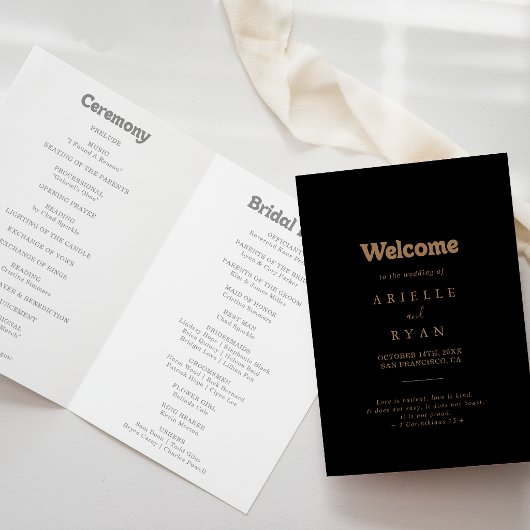 Programme Mariage Minimal Plié Classique Or Noir