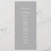 Programme Mariage minimal simple en gris chic (Dos)