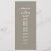 Programme Mariage minimal simple en gris chic (Dos)