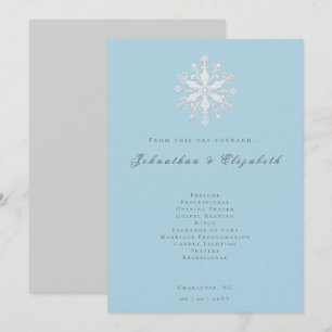 Programme Mariage minimaliste de flocon de neige Bleu glac
