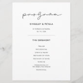 Programme Mariage minimaliste manuscrit (Devant)