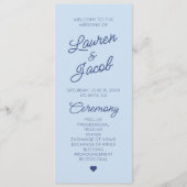 Programme Mariage Minimaliste Moderne Bleu (Devant)