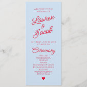 Programme Mariage Minimaliste Moderne Bleu Rouge (Devant)