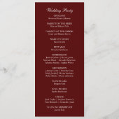 Programme Mariage minimaliste moderne Bohème Bourgogne (Dos)