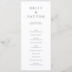 Programme Mariage minimaliste moderne en noir et blanc