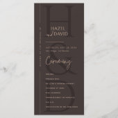 Programme Mariage Minimaliste Moderne Marron Monogramme (Devant)
