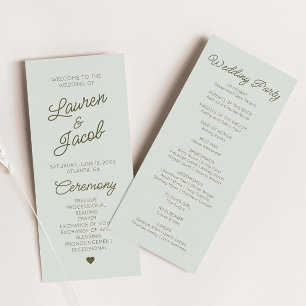 Programme Mariage Minimaliste Moderne Vert