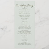 Programme Mariage Minimaliste Moderne Vert (Dos)