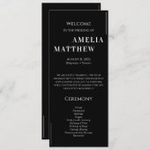 Programme Mariage minimaliste noir et blanc (Devant / Derrière)