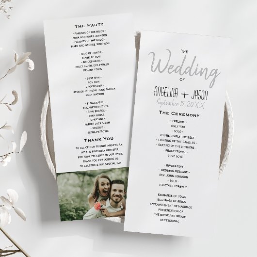 Programme Mariage minimaliste noir et blanc