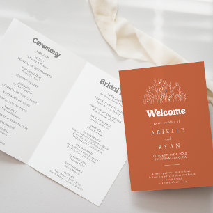 Programme Mariage minimaliste plié de fleurs sauvages en ter