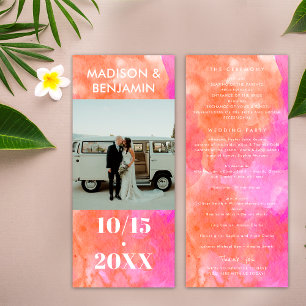 Programme Mariage minimaliste rose, orange et blanc avec pho