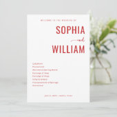 Programme Mariage Minimaliste Rouge Élégant (Debout devant)