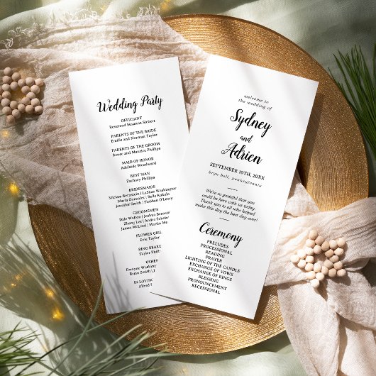 Programme Mariage minimaliste simple