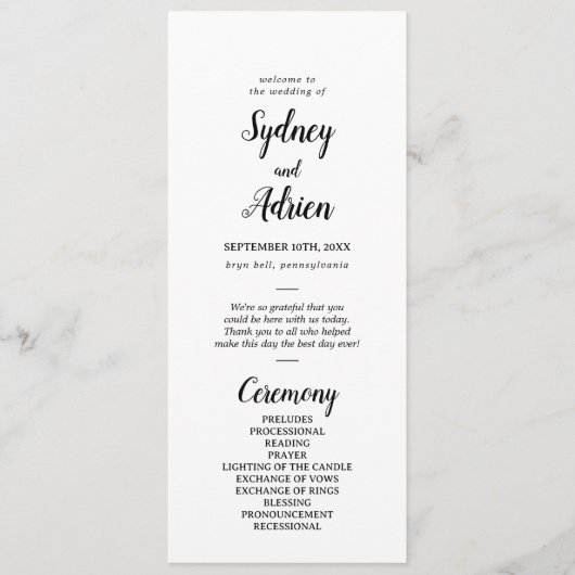 Programme Mariage minimaliste simple (Devant)