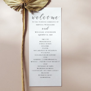 Programme Mariage minimaliste simple noir et blanc à l'encre