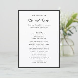 Programme Mariage Minimaliste Typographie Moderne