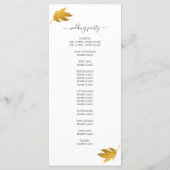 Programme Mariage minimum pour feuille d'or à script chic (Dos)