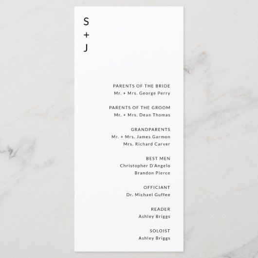 Programme Mariage moderne (Dos)