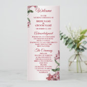 Programme Mariage Moderne aux Feuilles Vertes Florales Roses (Debout devant)