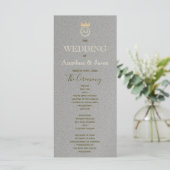Programme Mariage moderne avec monogramme royal en feuille d (Debout devant)