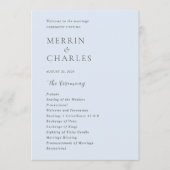 Programme Mariage Moderne Bleu Poudre Élégant (Devant)