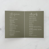 Programme Mariage moderne chic vert olive plié (Intérieur)