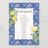 Programme Mariage moderne citron feuillage bleu méditerranée (Dos)
