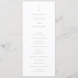 Programme Mariage Moderne Classique Monogramme Or Vintage
